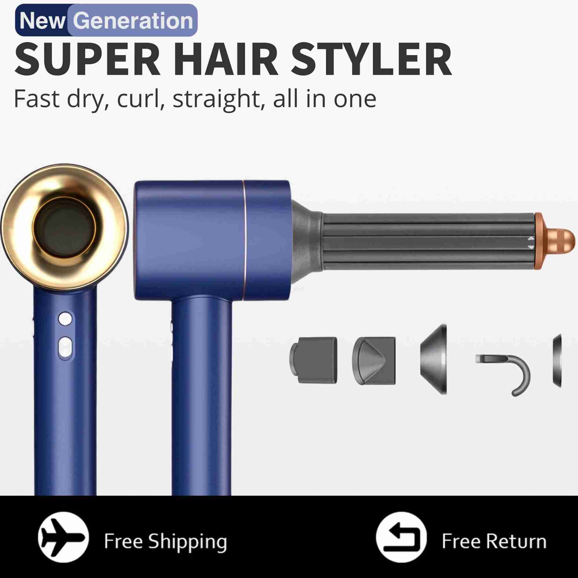 Super High Speed Hair Dryer For Hair With Curling Barrel 220V 1600W Styling Tool Hair Care Styling High Speed Hair DryersY240729