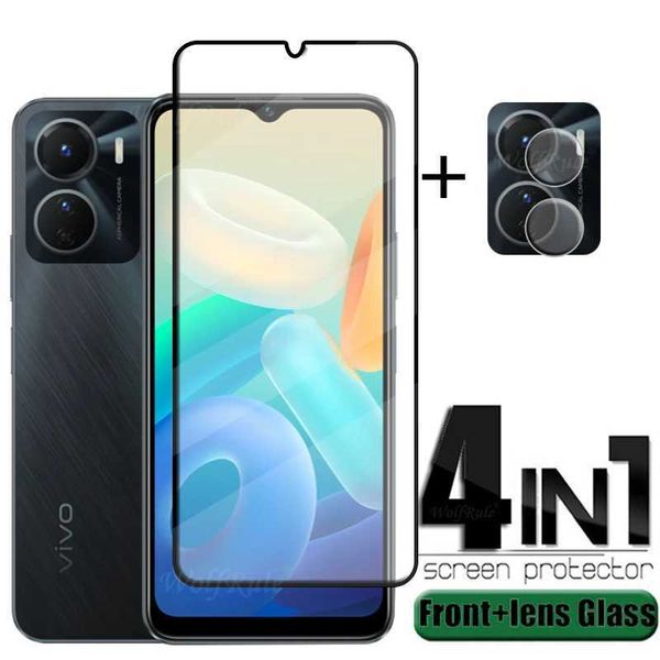 Cell Phone Screen Protectors 4-in-1 For Vivo Y16 Glass For Vivo Y16 Tempered Glass Phone Film Full Cover HD 9H Screen Protector For Vivo Y 1