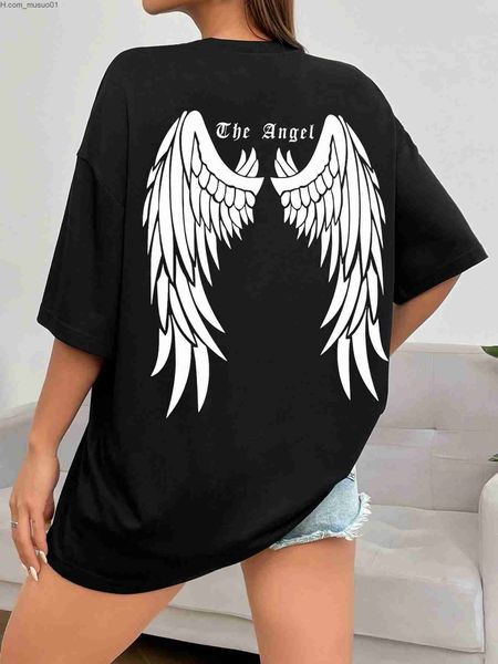 Women&#039;s T-Shirt Dark Angel Wing Hot sale Graphic Printed T-Shirts For Women Loose Oversized Clothing Hip Hop Street Tshirt Cotton Short