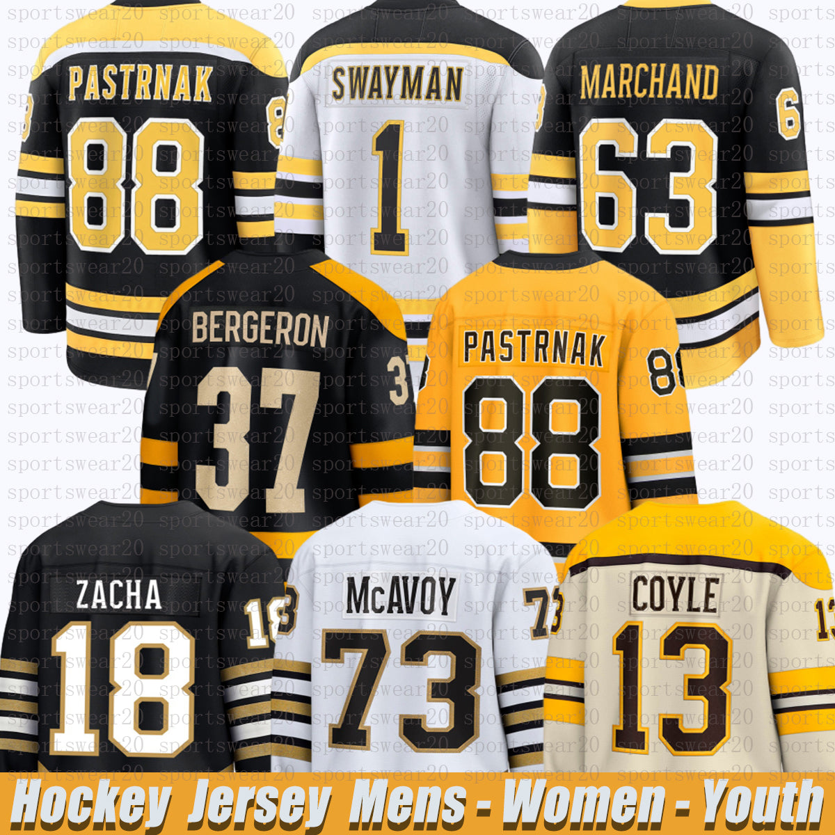 88 David Pastrnak bostons hockey bruins Brad Marchand Patrice Bergeron McAvoy Charlie Coyle Jeremy Swayman Elias Lindholm Bobby Orr jersey