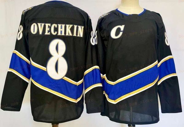 Mens 2024-25 New Styles 8 Alex Ovechkin Hockey Jerseys Black Shirts Stitched