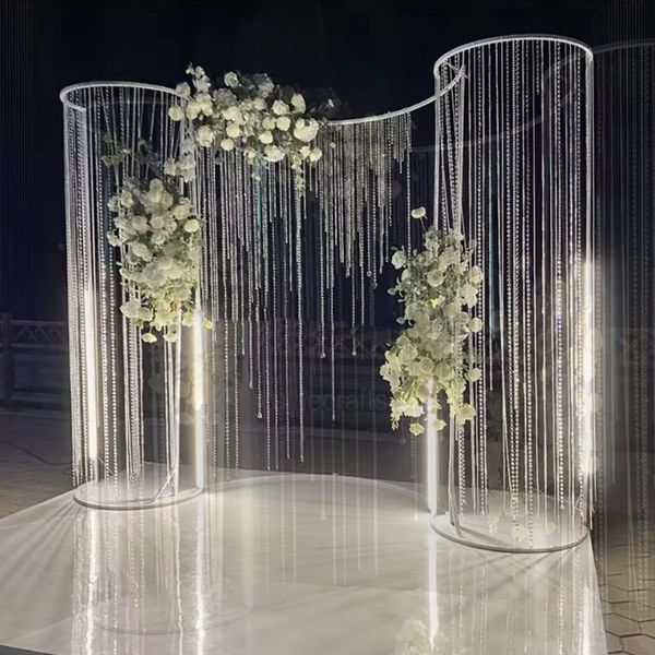 No flower no chair no table including)wedding back drop acrylic crystal curtain wedding mall decoration white background curtains for weddin
