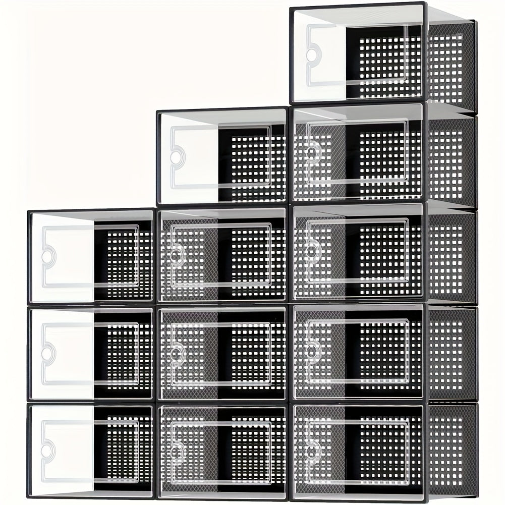 TEMU Heavy-duty Clear Shoe Storage Kit - 6- 12-pack Industrial-grade Boxes, Waterproof & Dustproof For Sneakers, Boots, Display Shelves (no Tools