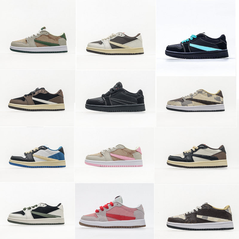 Black Phantom Travis Low Kids Basketball Shoes Toddler Fragment Design Gradeschool Preschool Reverse Mocha Olive big boys girls Sneaker Infant Train