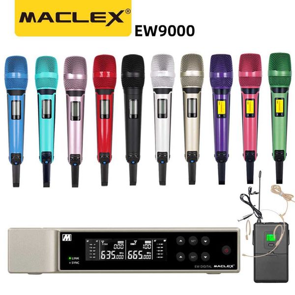 Microphones Maclex EW9000 Long Distance Dual Channel Handheld Professional Wireless Microphone System Stage Performance Dynamics J240830