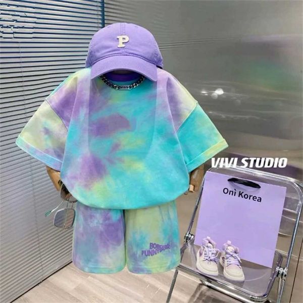 Clothing Sets Summer baby Boy Clothes Set Childrens Girls Tie Dye T-Shirts And Shorts 2 Pieces Set Kid Hip Hop Top Bottom Outfits Strtwear Y