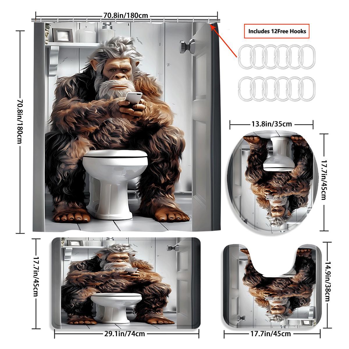 TEMU 4pcs Blue Curtain Decoration, Beautiful Housewarming Gift, Decoration, Shower Curtain And Toilet Floor Mat 3 Piece Set With 12 Shower Curtain