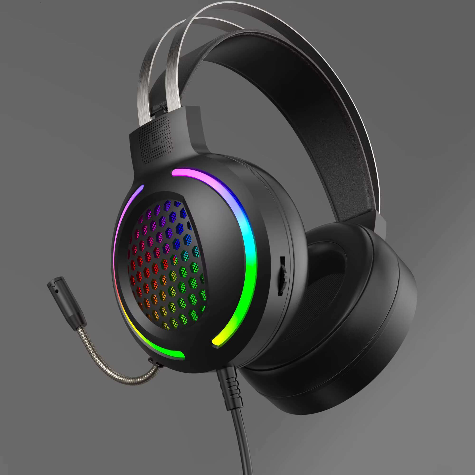 G12 RGB Cool Honeycomb Headset with Microphone USB 7.1 Colorful Light Gaming Headphone for PC-ps4