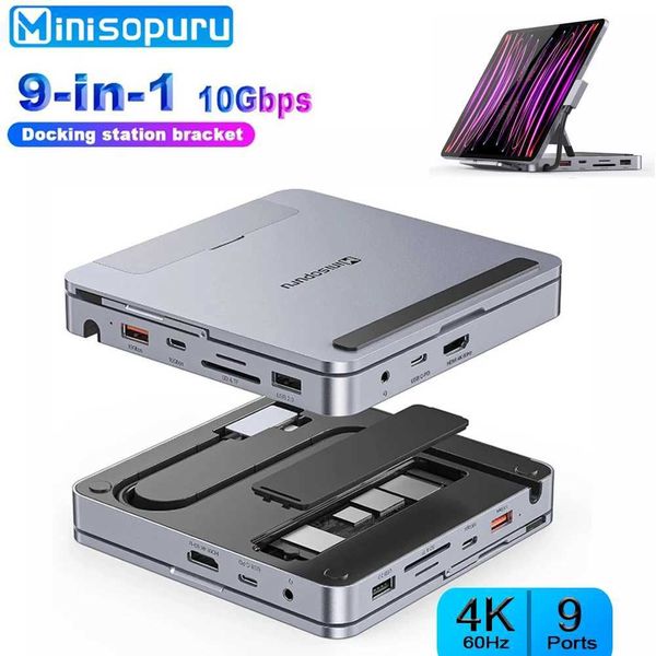 Other Computer Accessories Minisopuru iPad Docking Station Foldable Tablet Stand Supports M2 NVMe SSD 4K HDMI 100W PD USB 10Gbps USB C Hub S