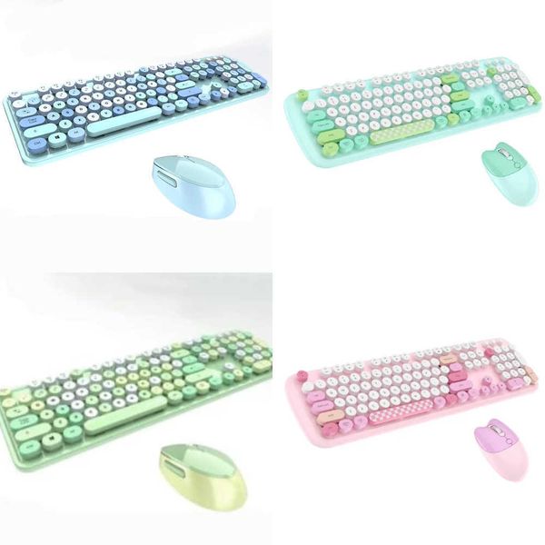 Keyboard Mouse Combos Wireless Keyboard and Mouse Combo 2.4G Full-Size Retro Typewriter Computer Keyboard for Windows Mac OS Desktop-Laptop-