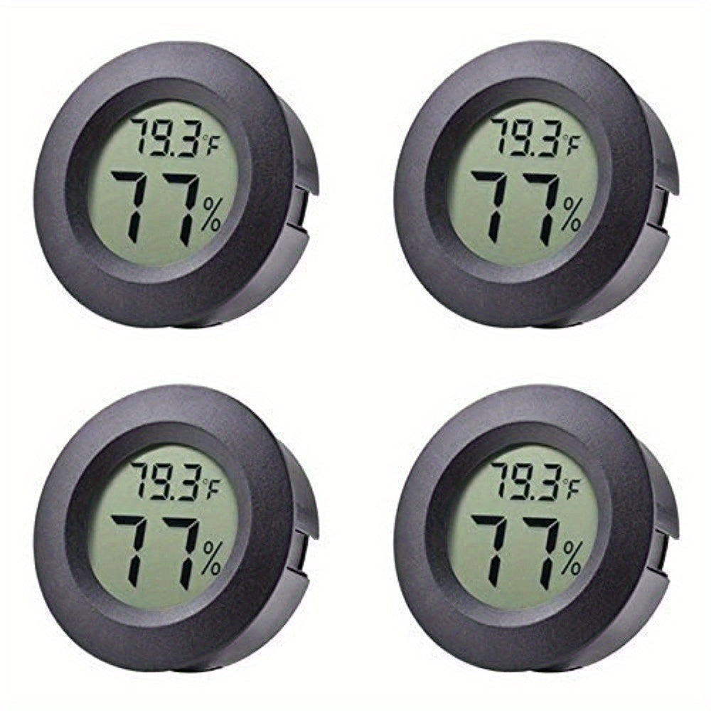TEMU 4-pack 8-pack Mini Hygrometer Thermometer Or Celsius Meter Digital Lcd Monitor Indoor Room Round Humidity Temperature Gauge For Home Humidifiers