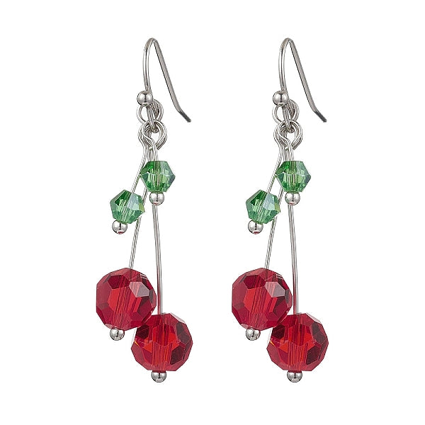 Boucles d'oreilles pendantes en verre de cerisier