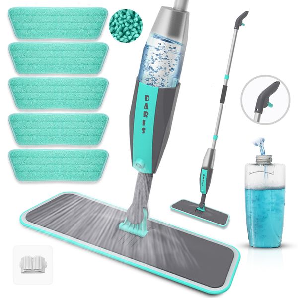 Magic floor cleaning broom with ultrafine fiber pad 360 ° rotating flat spray mop used for household w240824