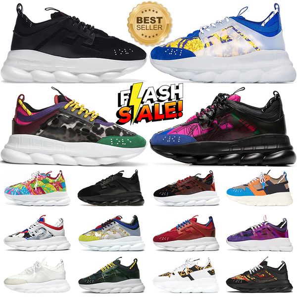 designer Luxury shoes Chain Reaction men sneakers women trainers Outdoor platform shoe Flat heel Black White Red Cherry Bluette Gold size 36