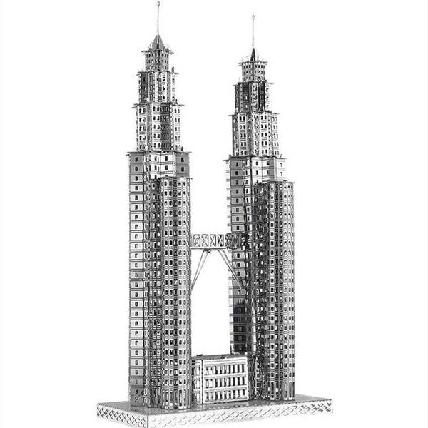 Torres gêmeas 3D Puzzle de metal Diy Building Kit ADT Toys Birthday GiftT250117
