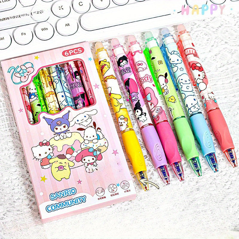 TEMU Set Of 6 Retractable Gel Pens From , Featuring Erasable Ink And A Fine Point.