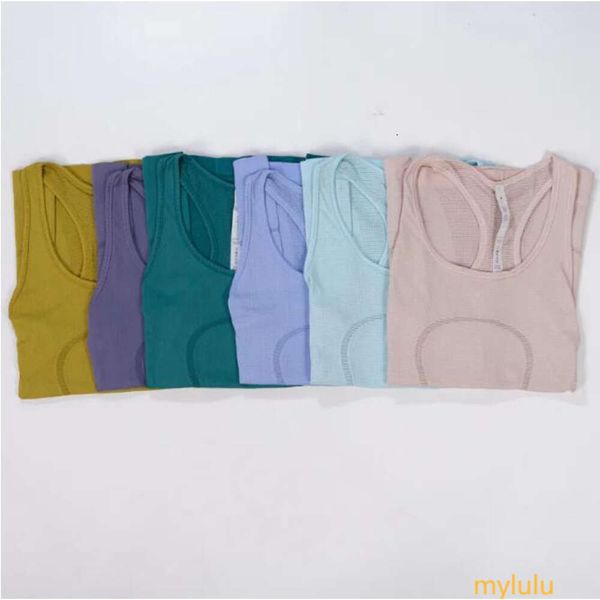 Ribbed Slim Fit Gym Fitness Workout Tank Top Women Racerback Sport Training Vest Sleeveless Shirts with Built in Bra Leisure trend