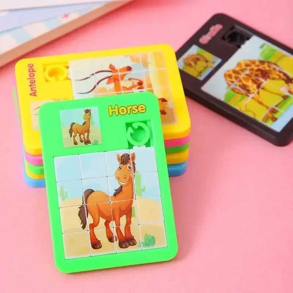 1PC Animal Learning Slide Puzzles Montessori Educational Children Jigsaw Puzzle Games Brain Exercise Mini Baby Toys LX241024
