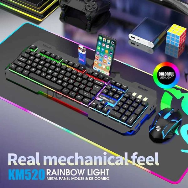 Keyboards Mechanical Keyboard Gamer Keyboard and Mouse Combo RGB Led for Pc Keyboard and Mouse with Phone Holder for Gaming Accessories J240