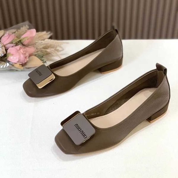 Comemore Trend 2024 Square Heels Womens Summer Footwear Office Black Medium Heel Casual Pumps Slip-on Luxury Shoes for Woman 35C241122