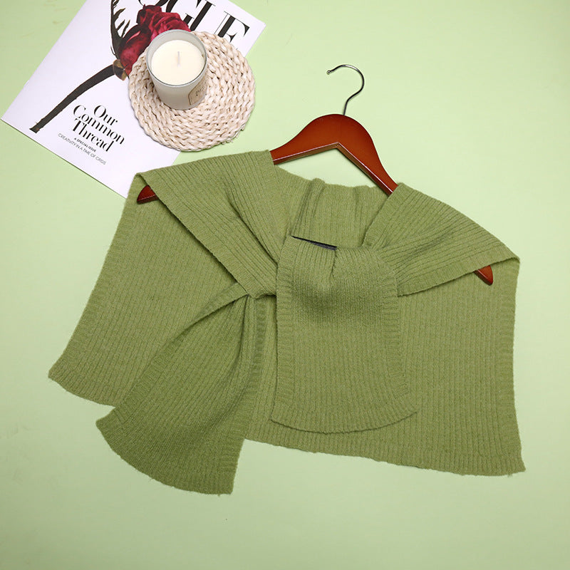 K730 Arctic velvet knitted shawl outerwear for women Korean style spring and autumn all-match air-conditioned room warm scarf shoulder drape solid c