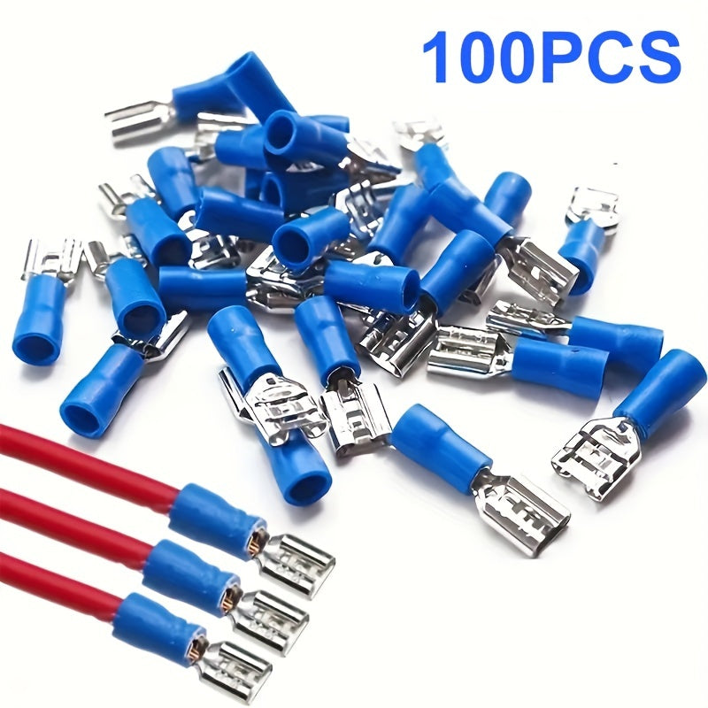 TEMU -pack Insulated Female Spade Quick Disconnects, Copper Contact Crimp Terminals For Safe Electrical Wire Connections, Recessed Mount, Uncharged ,