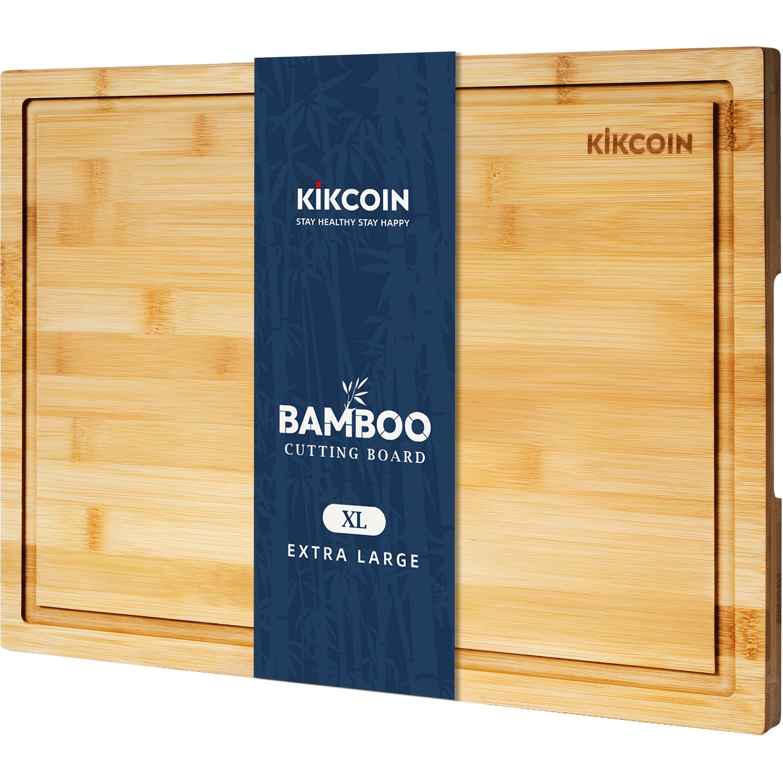 TEMU Large Cutting Board, Natural Bamboo, Kitchen Gadgets, Kitchen Items, Juice , Invisible Handle, Knife Friendly, Multifunctional Cutting Board, A