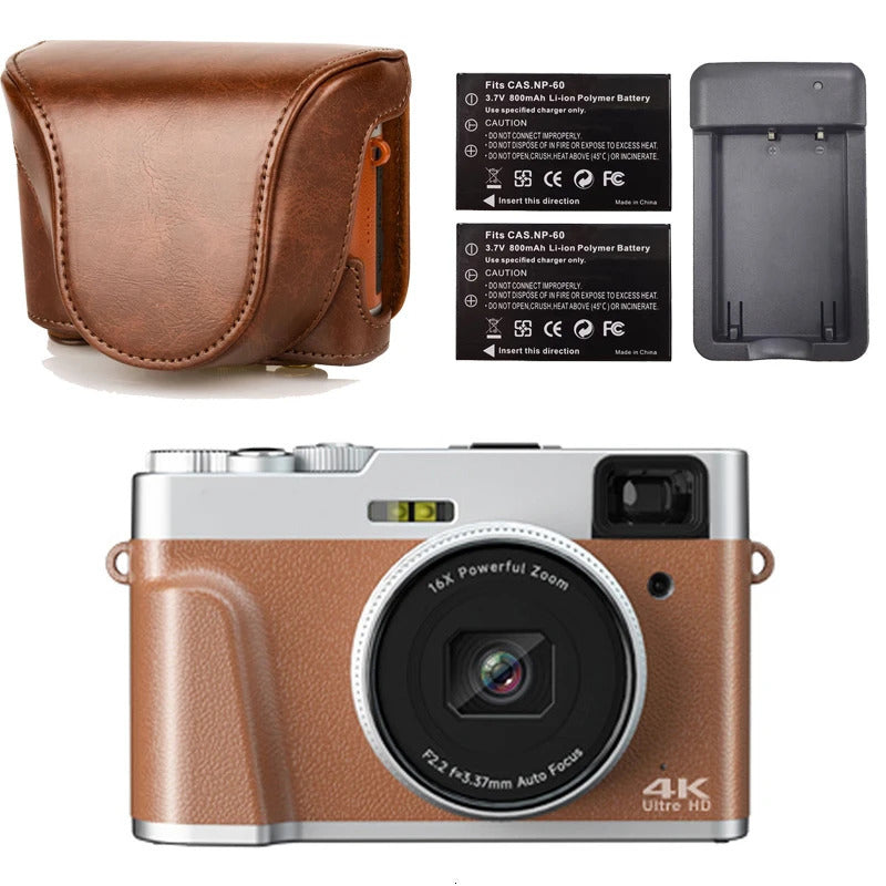 4K Digital Camera Auto Focus 48MP Vlogging for and AntiShake Video Autofocus with Viewfinder Flash Dial 240106