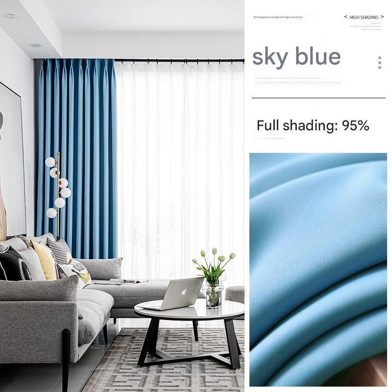 YL-36733 bedroom full blackout curtain new living room thickened sunscreen bay window cloth rental house light luxury