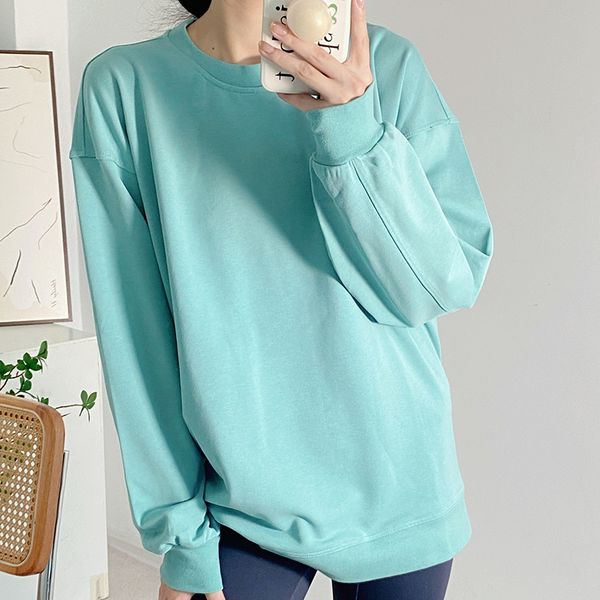 Yoga Outfit Womens Sweater Top Casual Loose Gym Oversized Crew Sports Shirts Workout Blouse Woman Antumn Long Sleeve For Fitness