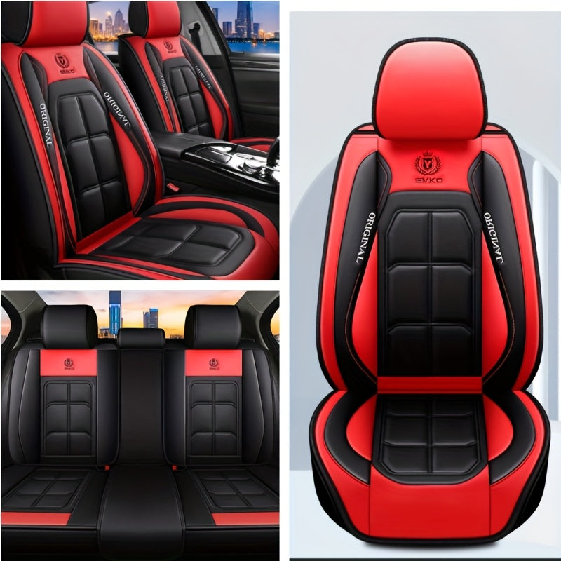 TEMU 5-seat Universal Fit Pu Leather Car Seat Covers - & Dirt Resistant, With Foam Padding, Hand Washable, Black & Interior Protection