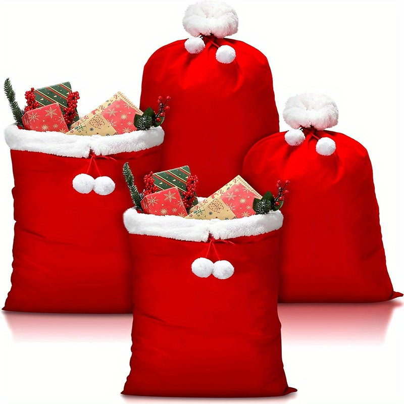 TEMU 4pcs Jumbo Santa Gift Bags With Drawstring – Reusable Extra Large Christmas Sacks For Wrapping Presents, Party Decorations, And , Festive Treat