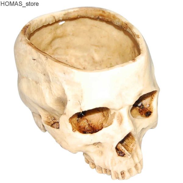 Planters Pots Resin Human Skull Model Flowerpot Workmanship Skull Planter Pot Attractive Multifunctional Eco-friendly Handmade for Home East