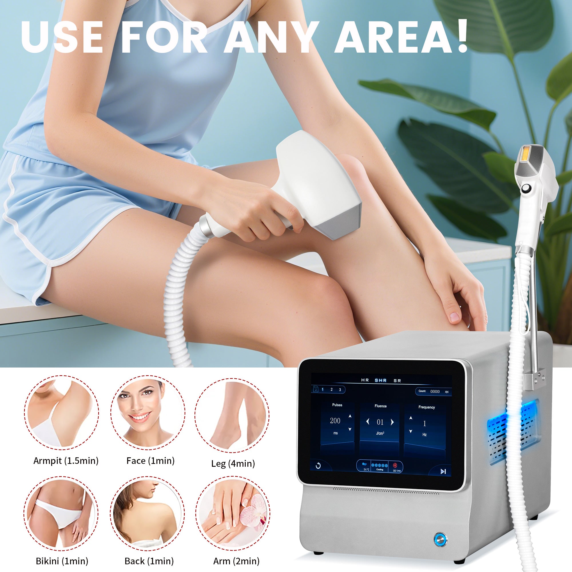 808nm Diode Laser Hair Removal Equipment Permanent Painless Non-invasive Permanent Cooling Head Painless Epilator Salon