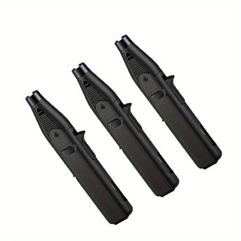 TEMU 3 Torch Lighters, Blue Flame, With Safety Lock, Lighter, Butane Gas Windproof Jet Lighter, Suitable For Candles, Barbecues, Stove Walls, (butane