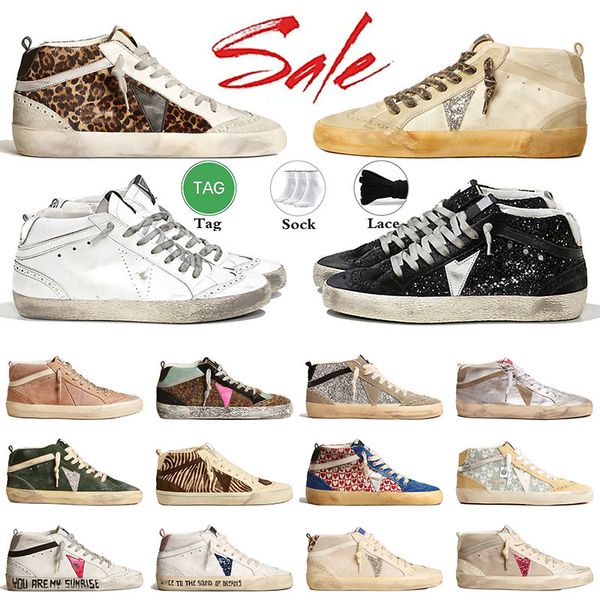 designer mid top leather sneakers womens casual shoes leopard print pink silver glitter platform loafers luxury men trainers flats tenis sho