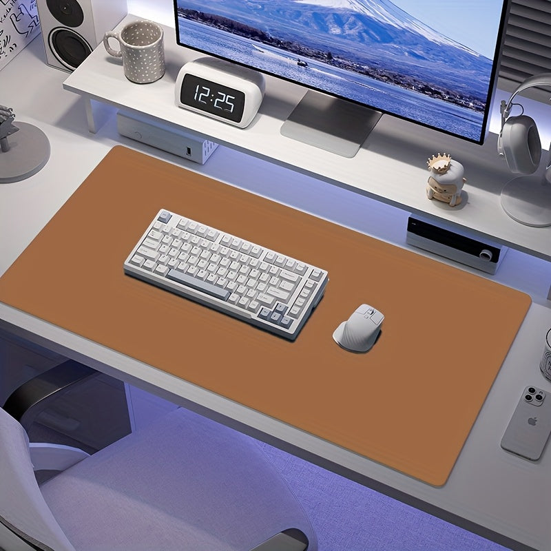 TEMU Waterproof Synthetic Leather Desk Mat - Non-slip Mouse Pad And Keyboard Protector, Suitable For Office, Home & Gaming - Durable, Stylish, And