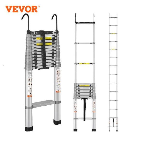 VEVOR Telescng 18.5 FT Aluminum One-Button Retraction Collapsible Extension Ladder 400 LBS Capacity With Non-Slip Feet