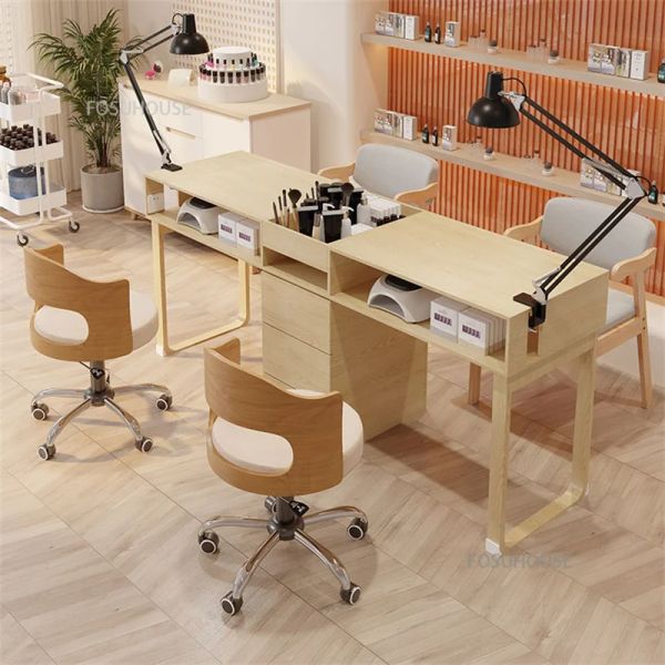 Modern simple Manicure Table and Chair Set Japanese Ins Single and Double Nail Tables Light Luxury Professional Manicure Desk