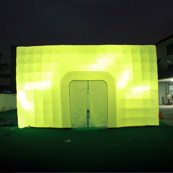 Personalized 4X4meters LED lighted inflatable cube tent square tents blow up photo booth for Camping Party