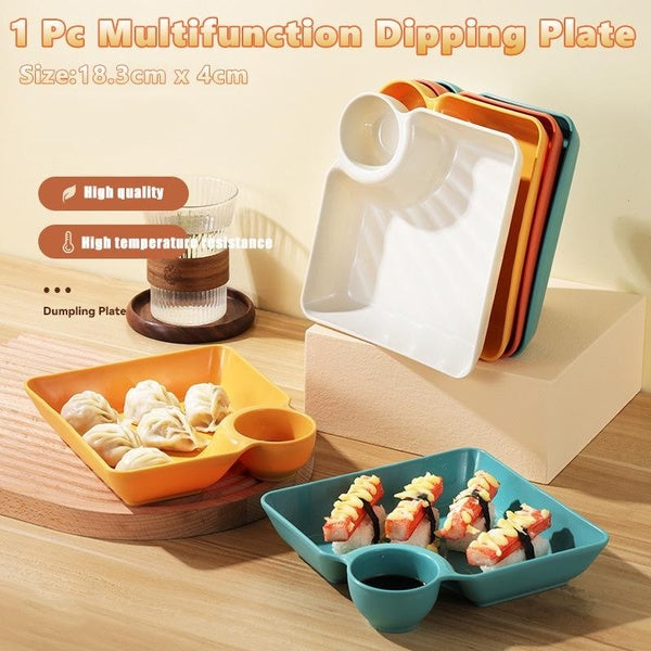 1 Pc Multifunction Dipping Saucer Non-slip for Restaurant Dumpling Plate Dipping Saucer Creative Plastic Dish Dumpling Plate