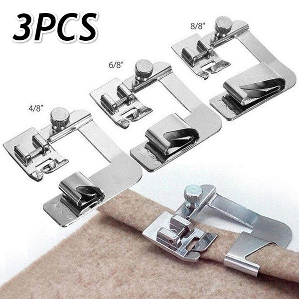 3PC Hemming and Crimping Presser Foot 4-8 8-8 6-8 Household Multifunctional Sewing Machine Accessories