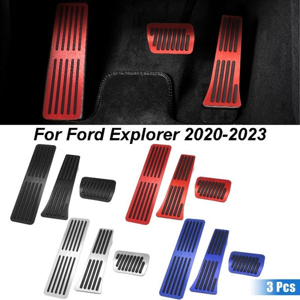 Non-Slip Accelerator Brake and Footrest Pedals Cover for Ford Explorer 2020-2023 No Drill Brake Gas Accelerator Accessories 3Pcs