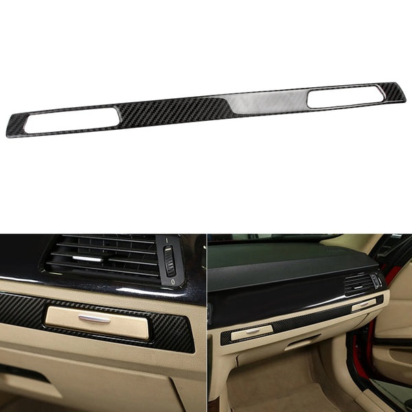 For BMW 3 Series E90 E91 E92 E93 2005-2012 Carbon Fiber Inner Passenger Center Console Panel Copilot Cup Holder Stripe Overlay Decal Molding Cover Tr