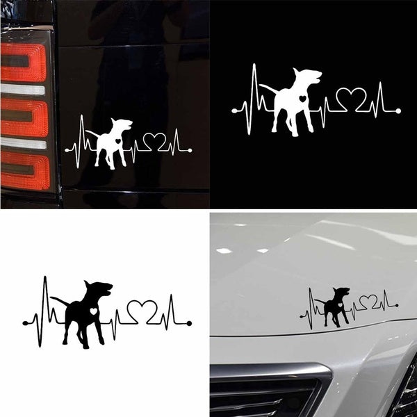 17.8*8cm Bull Terrier Dog Electrocardiogram Car Body Window Decals Sticker Decoration Araba Aksesuar
