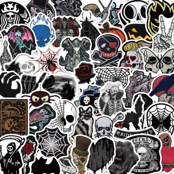 10-60Pcs Horror Halloween Sticker Skull Spider Web Pumpkin Lamp Graffiti Stickers for DIY Luggage Laptop Skateboard Motorcycle Bicycle Stickers