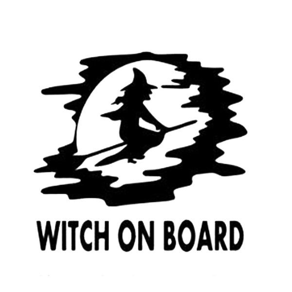 2PCS Black-Sliver Fashion Witch On Board Car Sticker For Car Body Window Decoration Styling Stickers And Decals Car Accessories