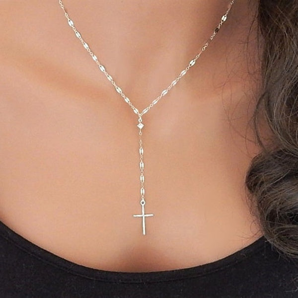 925 Sterling Silver Choker Cross Pendant Necklace For Women Cross Lariat Necklace Vintage Necklace