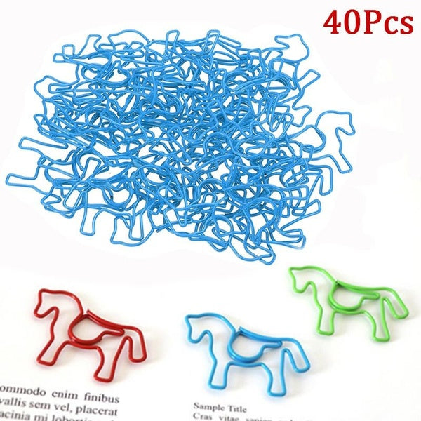 40pcs-pack Cute Animal-Shaped Paper Clips Kawaii Stationery Lovely Colorful Binder Clips Office Supplies