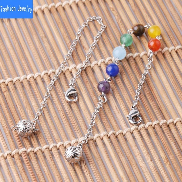 populaire augure hypnotiques pendule chaîne semi-finie fermoir mousqueton placage blanc K sept chakra chaîne en pierre chaîne légère